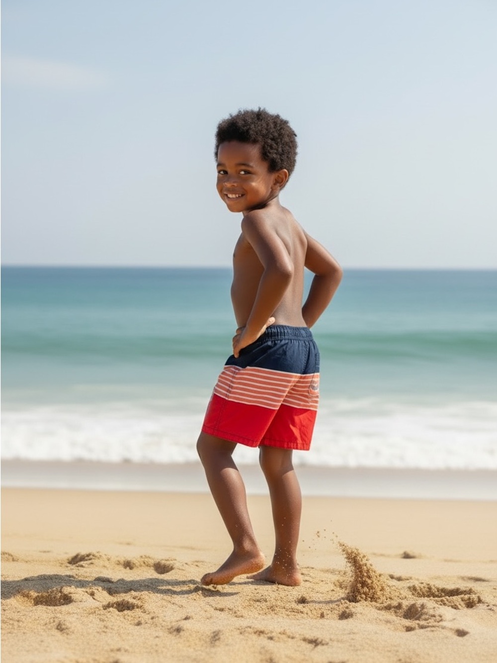 MARVEL Captain America "Symbol of Truth" Boys Swim Trunks - Size XS (4/5)